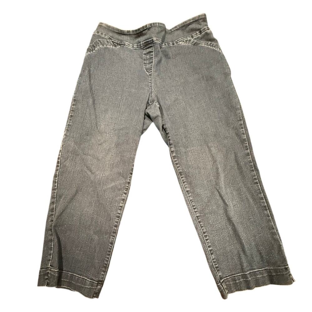 Kim Rogers Women's Blue Denim Cotton Pull On Cropped Capris Size 16